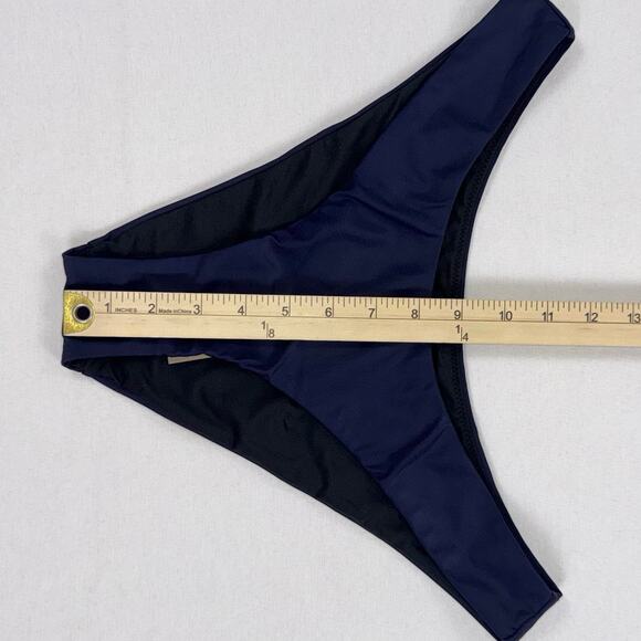 J Crew Women's Curved Waist Cheeky Bikini Bottom Medium Navy Blue BC125 - Picture 9 of 10